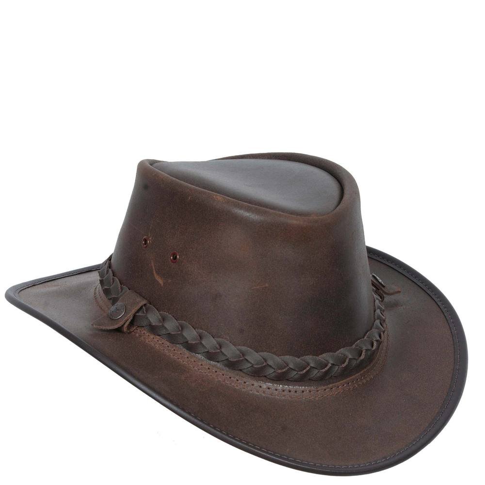 House of Leather House of Leather Men's Original Australian Bush Hat Leather Cowboy Style in Brown - 4