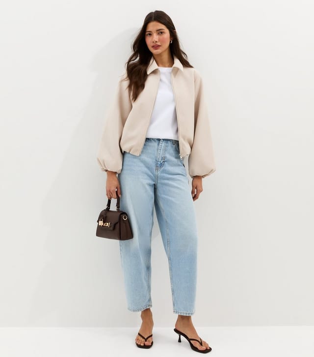 New Look Women's Cream Zip Through Collared Bomber Jacket New Look - 3