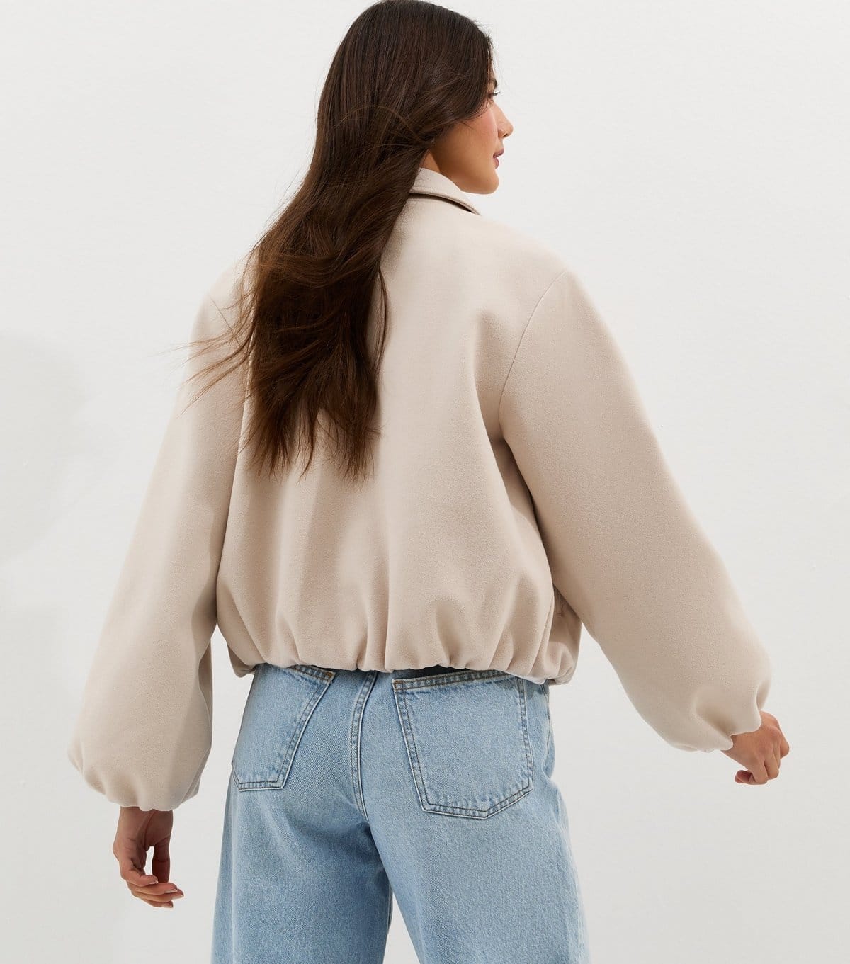 New Look Women's Cream Zip Through Collared Bomber Jacket New Look - 4