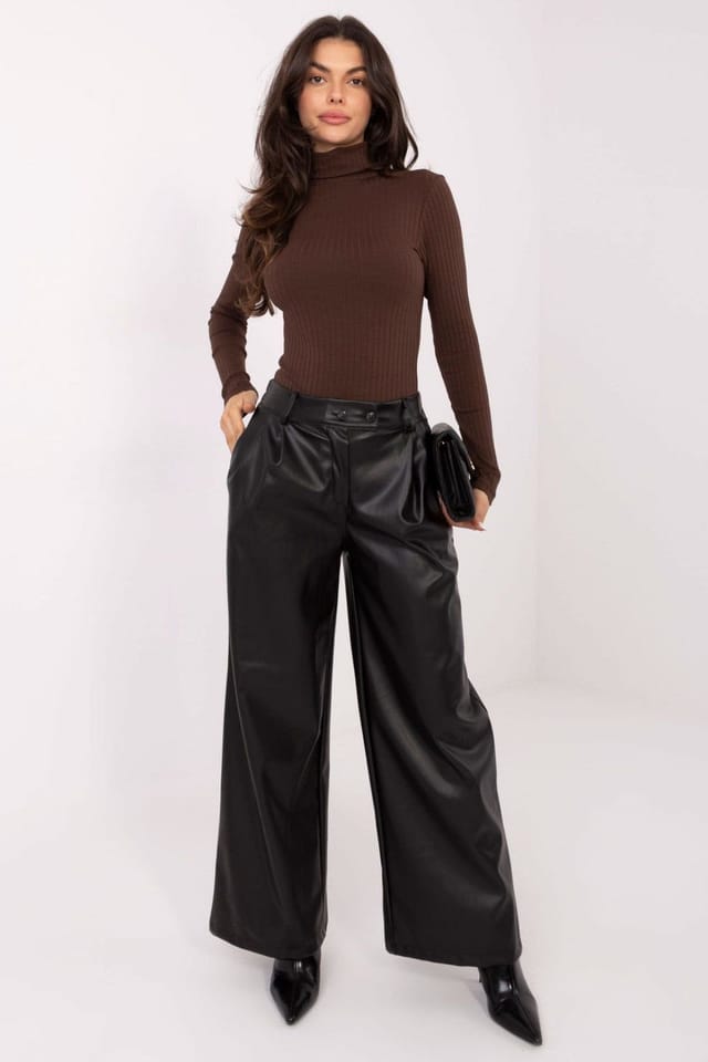 Love Lace Love Lace Women's Ribbed Cotton Turtleneck Golf Sweater Style 220870 in Brown - 2