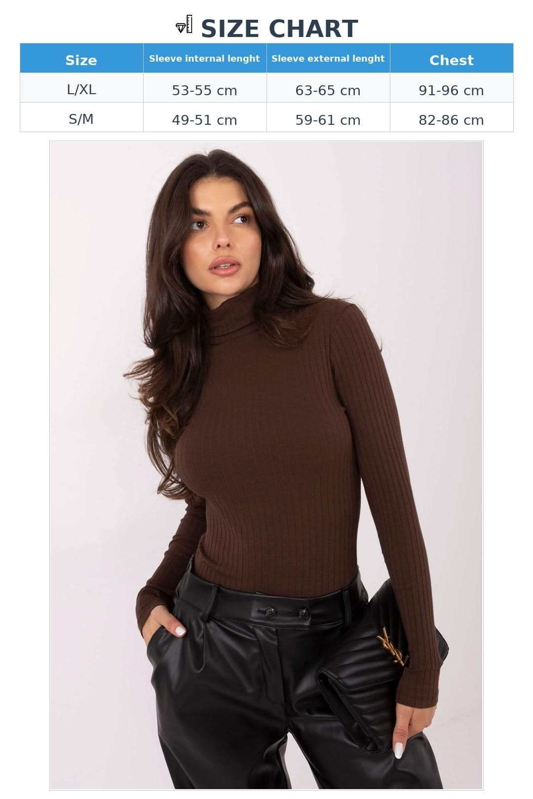 Love Lace Love Lace Women's Ribbed Cotton Turtleneck Golf Sweater Style 220870 in Brown - 4
