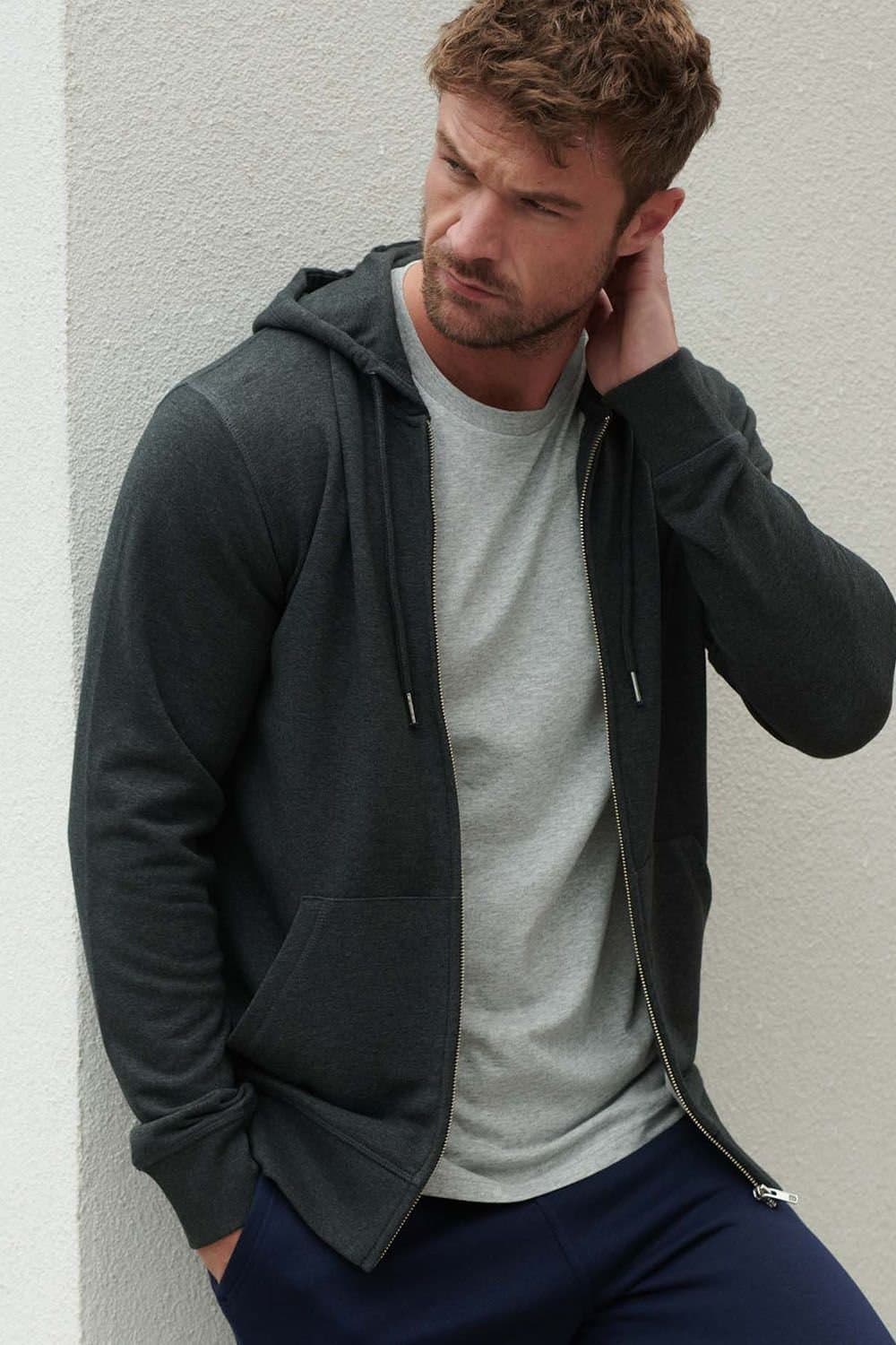 British Boxers British Boxers Men's Zip Up Jersey Hoodie in Dark Grey