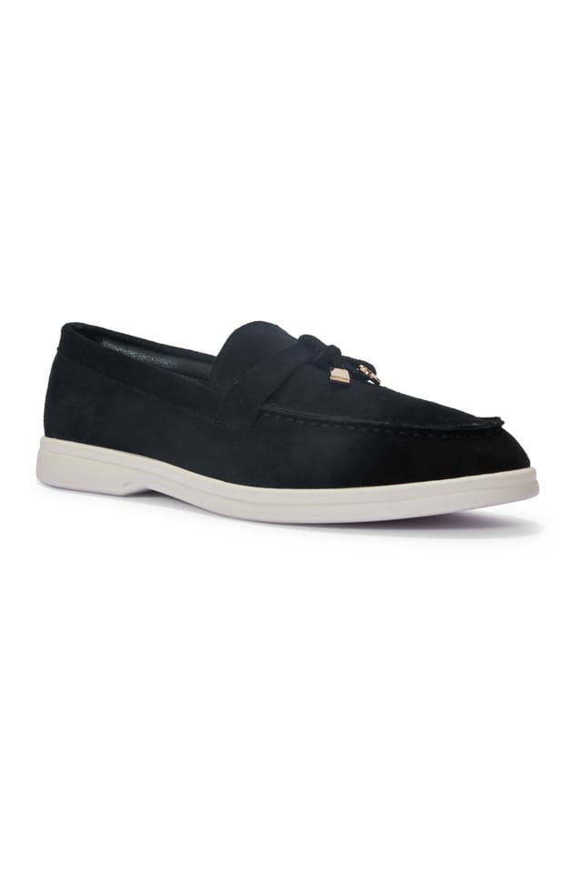 Truffle Collection Truffle Collection Women's Loafers Casual Microfibre Slip On Almond Toe Shoes in Black - 2
