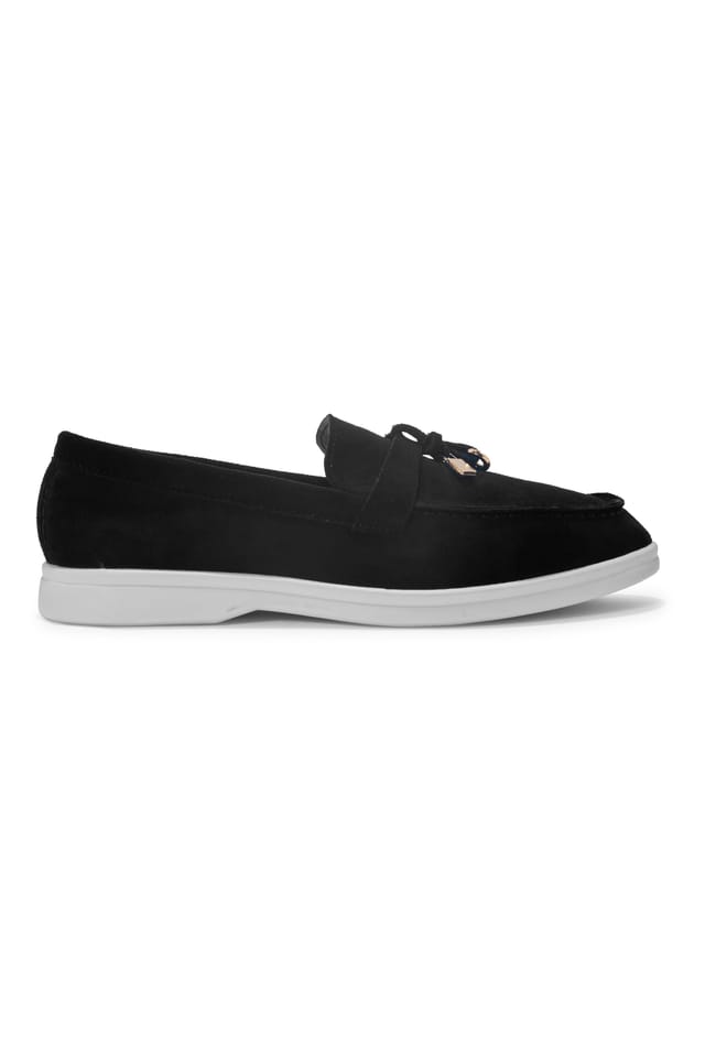Truffle Collection Truffle Collection Women's Loafers Casual Microfibre Slip On Almond Toe Shoes in Black - 3