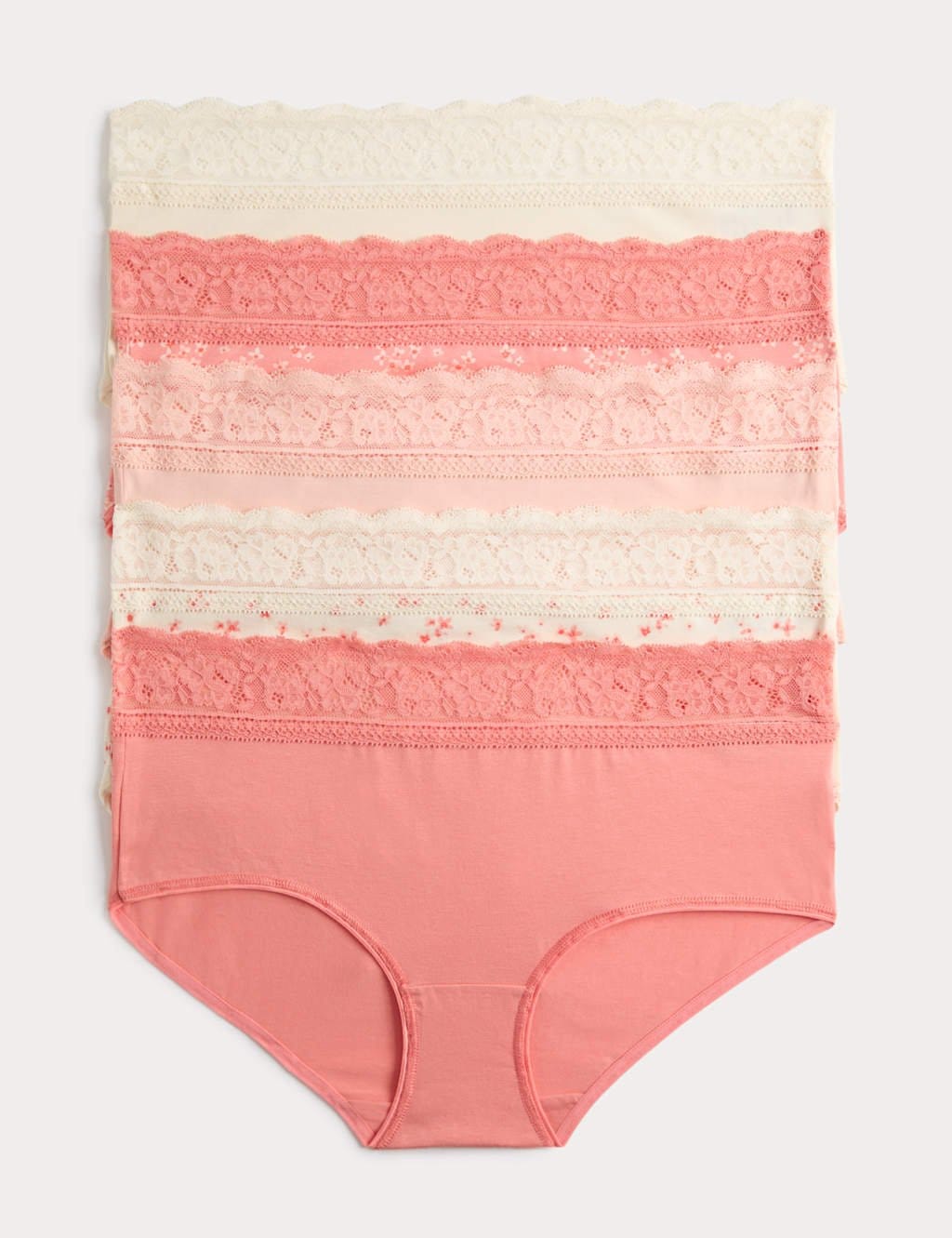 Marks & Spencer M&S 5pk Cotton Rich Printed High Rise Shorts Coral - 1