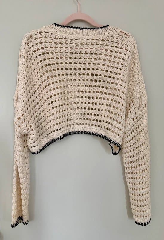 Bershka Bershka cream crochet cropped jumper size M 12-14