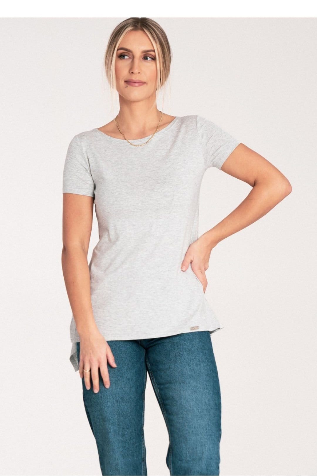 Love Lace Love Lace Women's Frill Back Cutout Overhead Blouse in Grey - 4