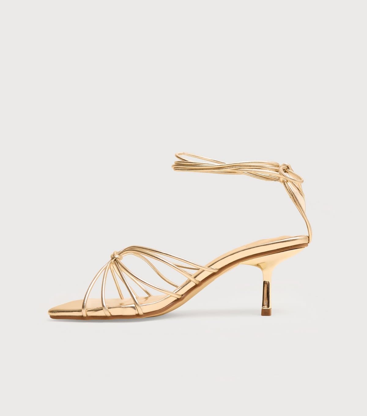 Public Desire Women's Gold Nora Wide Fit Faux Leather Lace Up Strappy Sandals Public Desire New Look