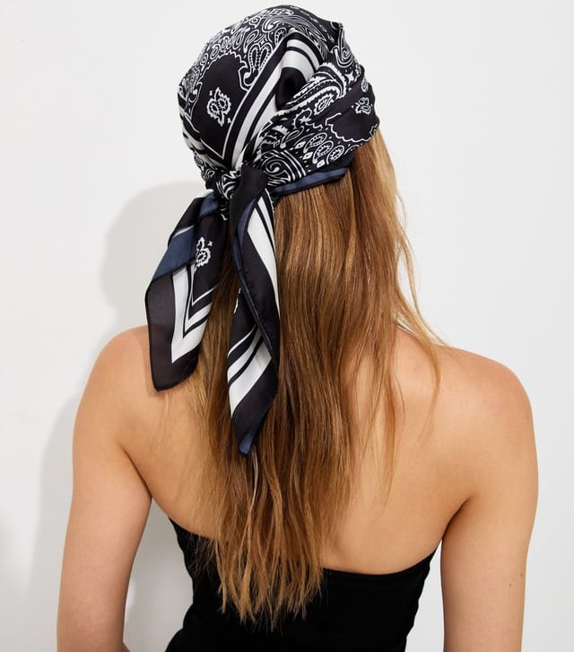 New Look Black Paisley Print Satin Scarf New Look - 2