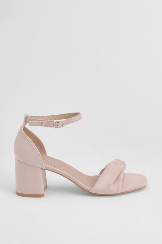 Wallis Wallis Women's Wide Fit Sophia Faux Suede Soft Twist Medium Block Heel Sandals in Blush - 3