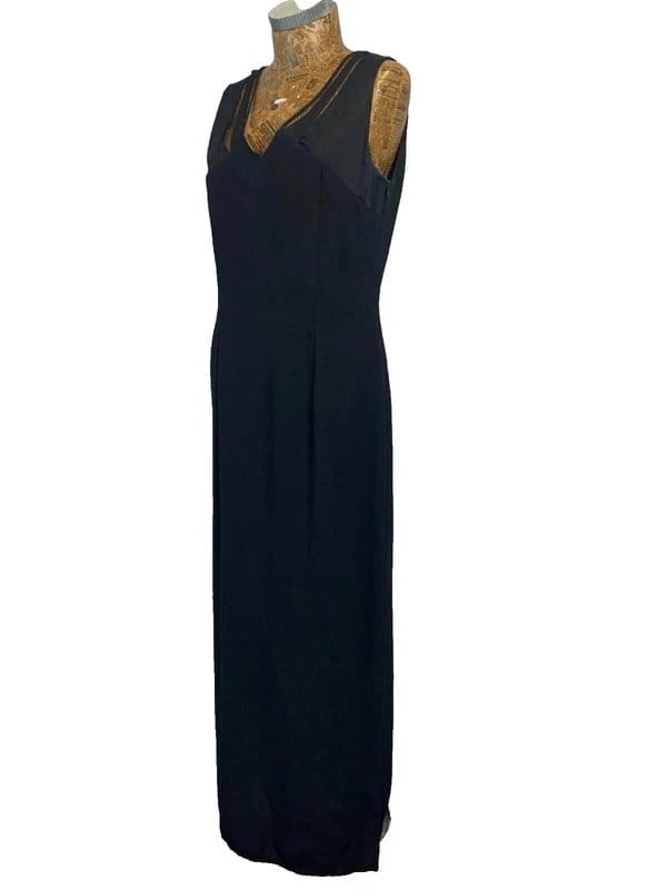 Steilmann Black Satin Maxi Dress With Shoulder Slits