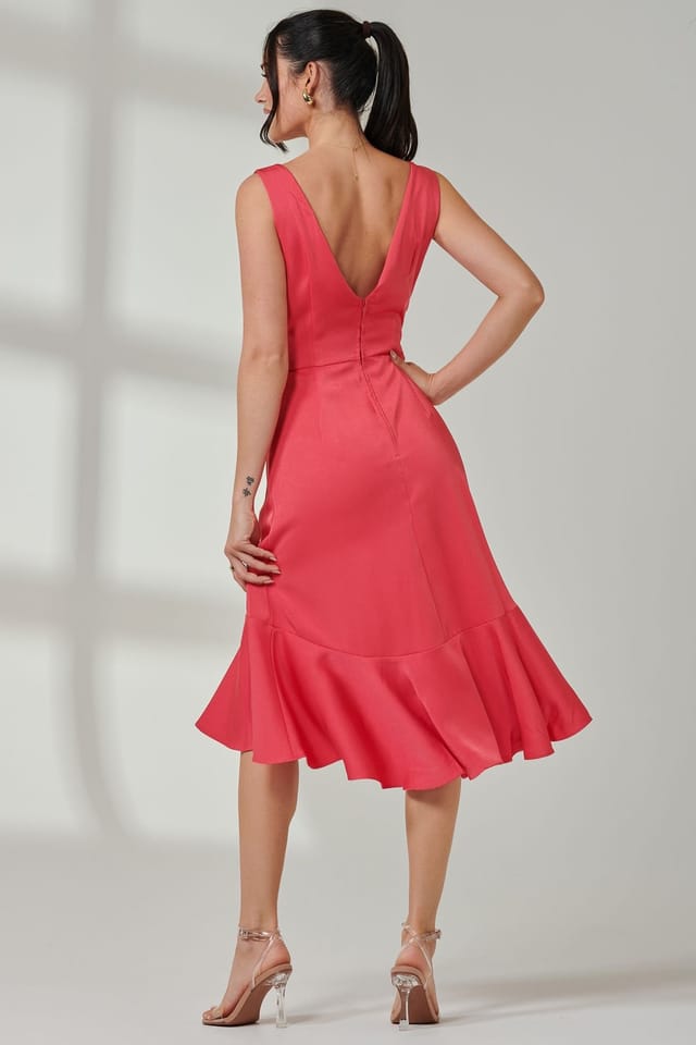 Jolie Moi Jolie Moi Women's Anya V-Neck Flare Dress in Pink - 2