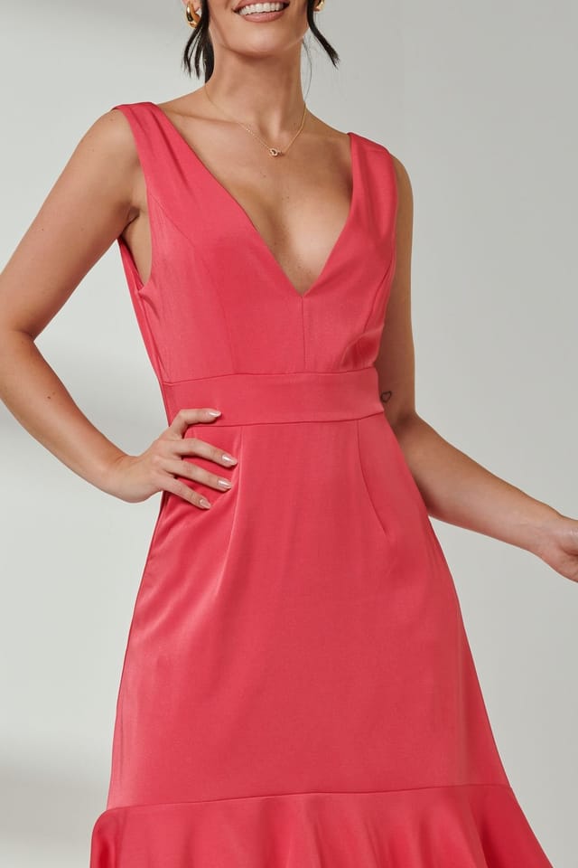 Jolie Moi Jolie Moi Women's Anya V-Neck Flare Dress in Pink - 3