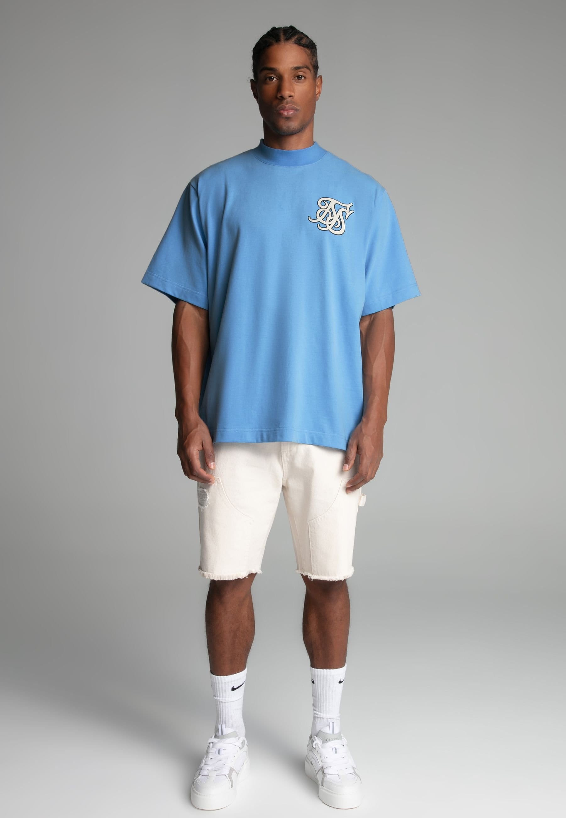 SikSilk SikSilk Men's Blue Logo T-Shirt in Pink - 4