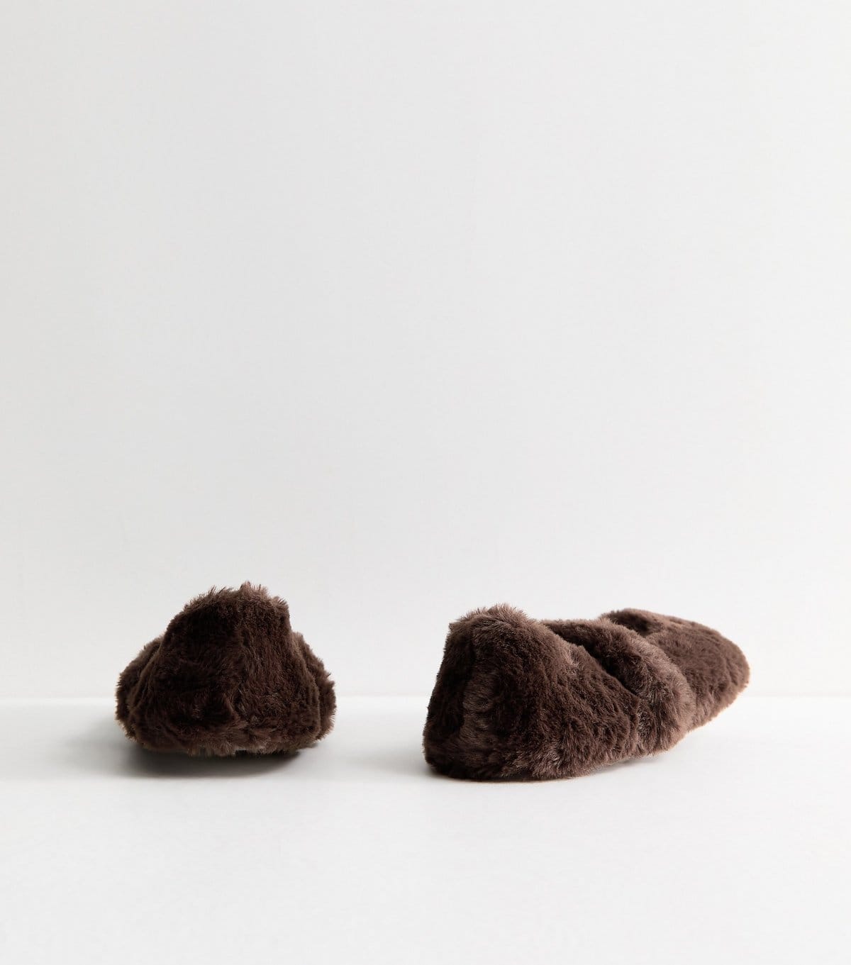 New Look Women's Dark Brown Faux Fur Mary Jane Ballet Slippers Vegan New Look - 4