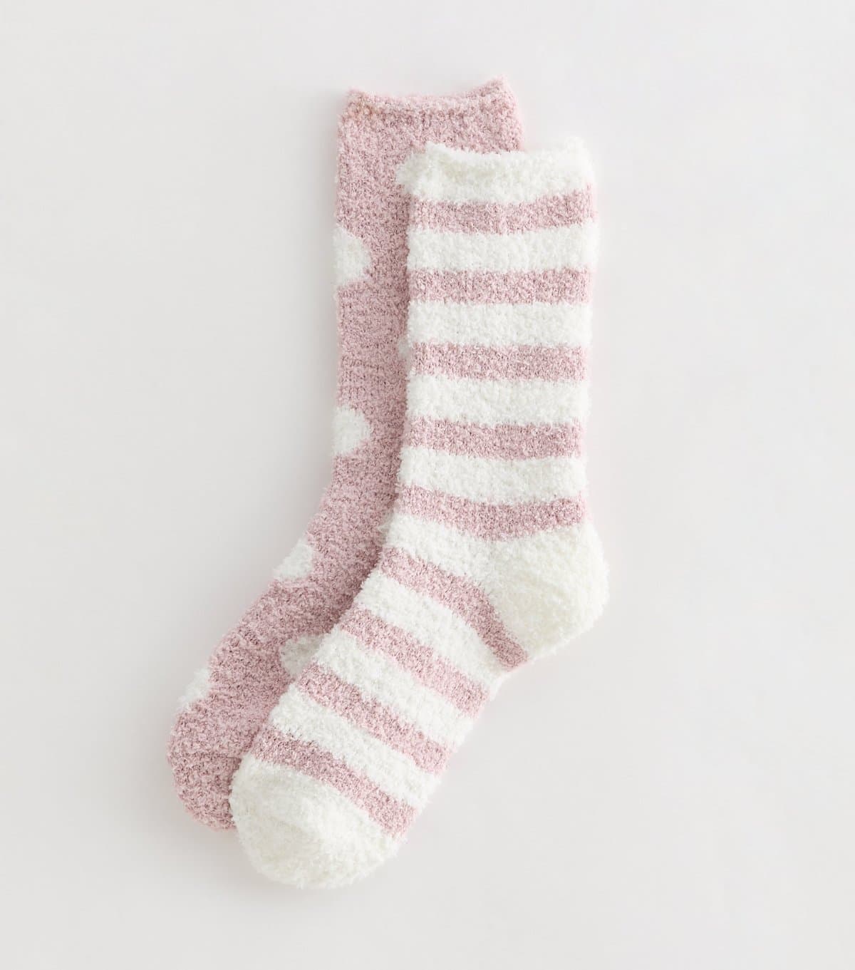 New Look New Look Pink And White Spot And Stripe Cosy Knit Socks Pack Of 2