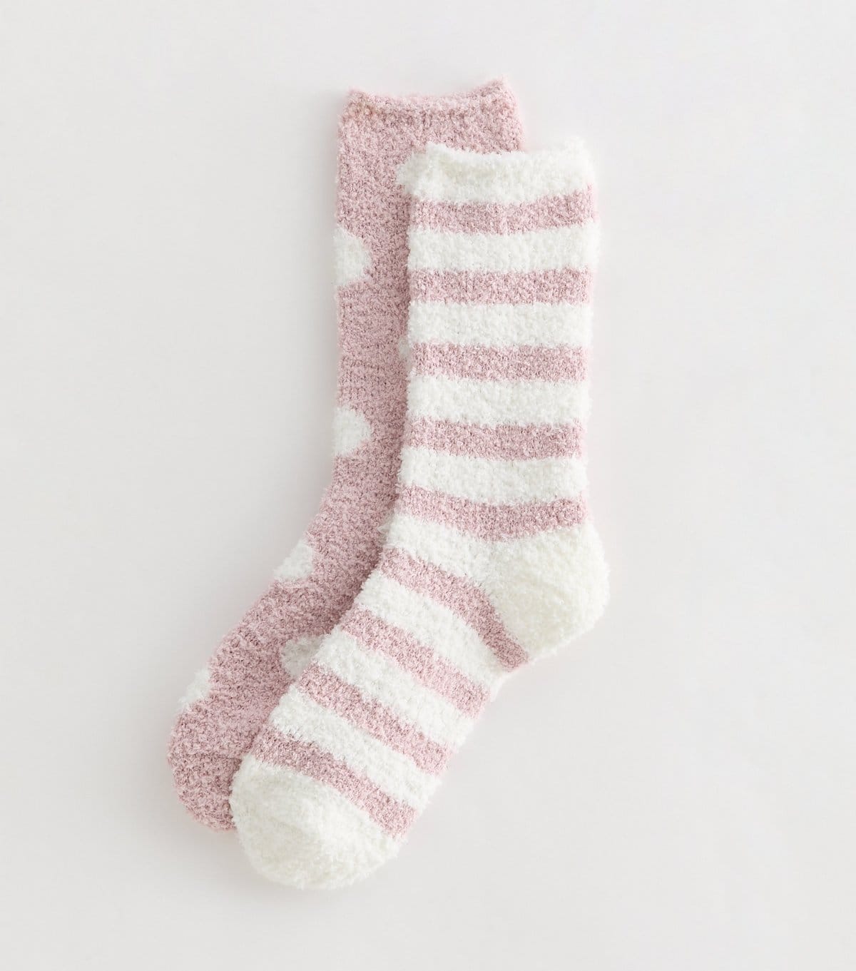 New Look Pink And White Spot And Stripe Cosy Knit Socks Pack Of 2