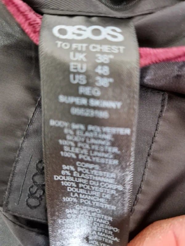 ASOS ASOS Men's blazer (burgundy) 38R (super skinny fit). RRP: £59.99. Like new.