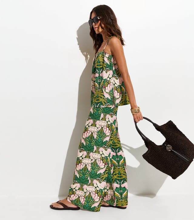 New Look Women's White Tropical Lotus Print Beach Trousers New Look - 3