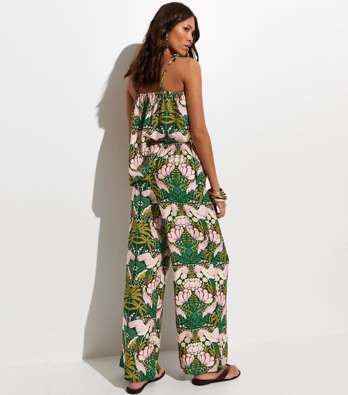 New Look Women's White Tropical Lotus Print Beach Trousers New Look - 4