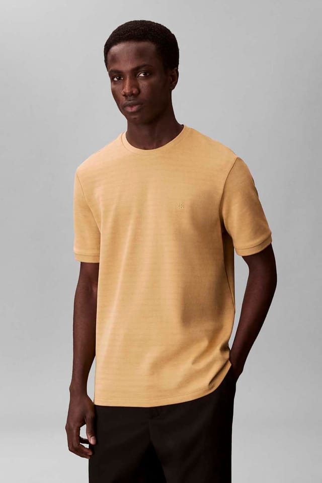 Calvin Klein Calvin Klein Men's Tonal Stripe Crew Neck Yellow - 2