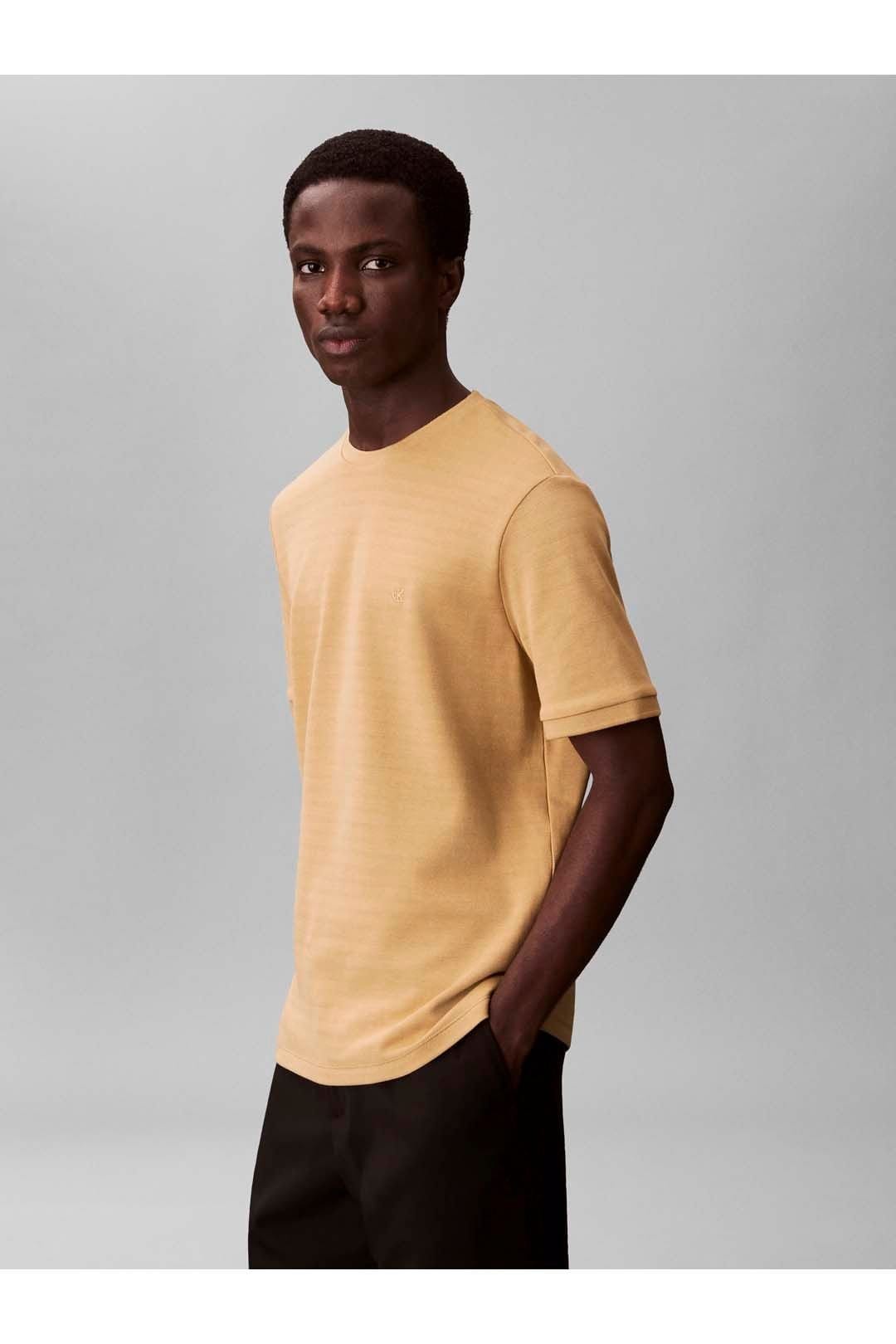 Calvin Klein Calvin Klein Men's Tonal Stripe Crew Neck Yellow - 4