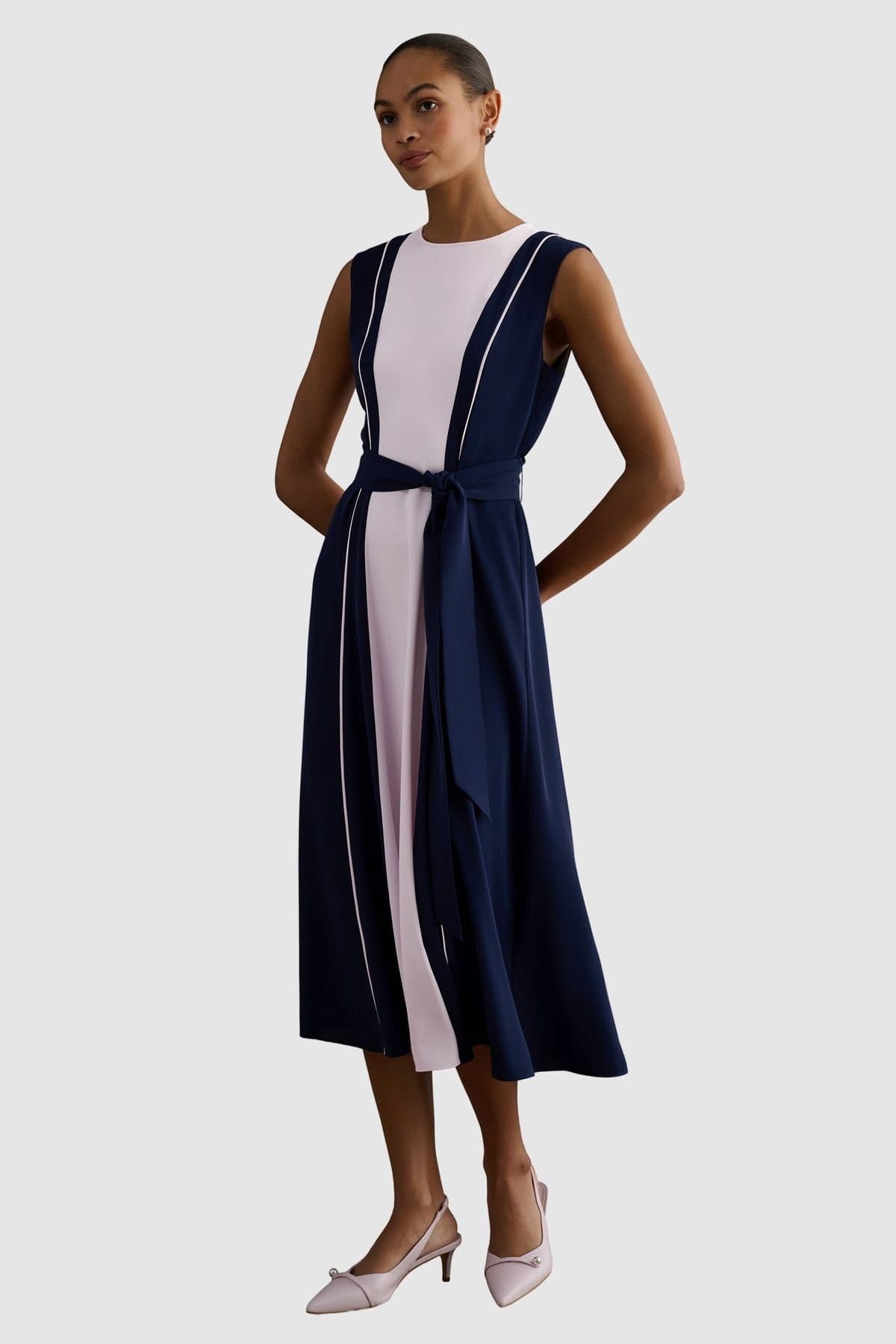 Hobbs London Hobbs London Women's Louise Colourblock Dress in Dark Navy