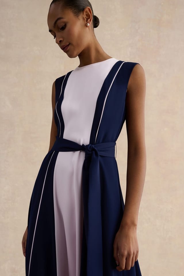 Hobbs London Hobbs London Women's Louise Colourblock Dress in Dark Navy - 3