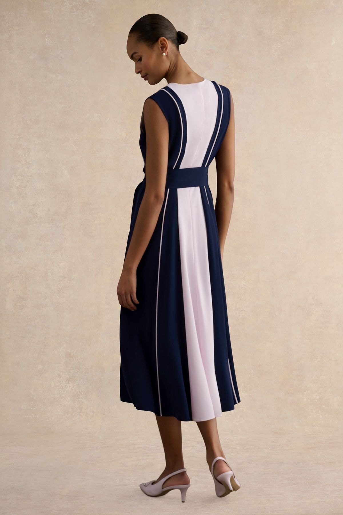 Hobbs London Hobbs London Women's Louise Colourblock Dress in Dark Navy - 4