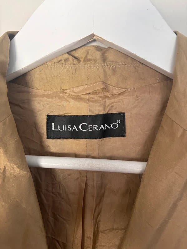 Luisa Cerano Y2K Luisa Cerano Gold Shimmer Tailored Blazer Jacket UK 12 Lightweight Designer Smart Casual
