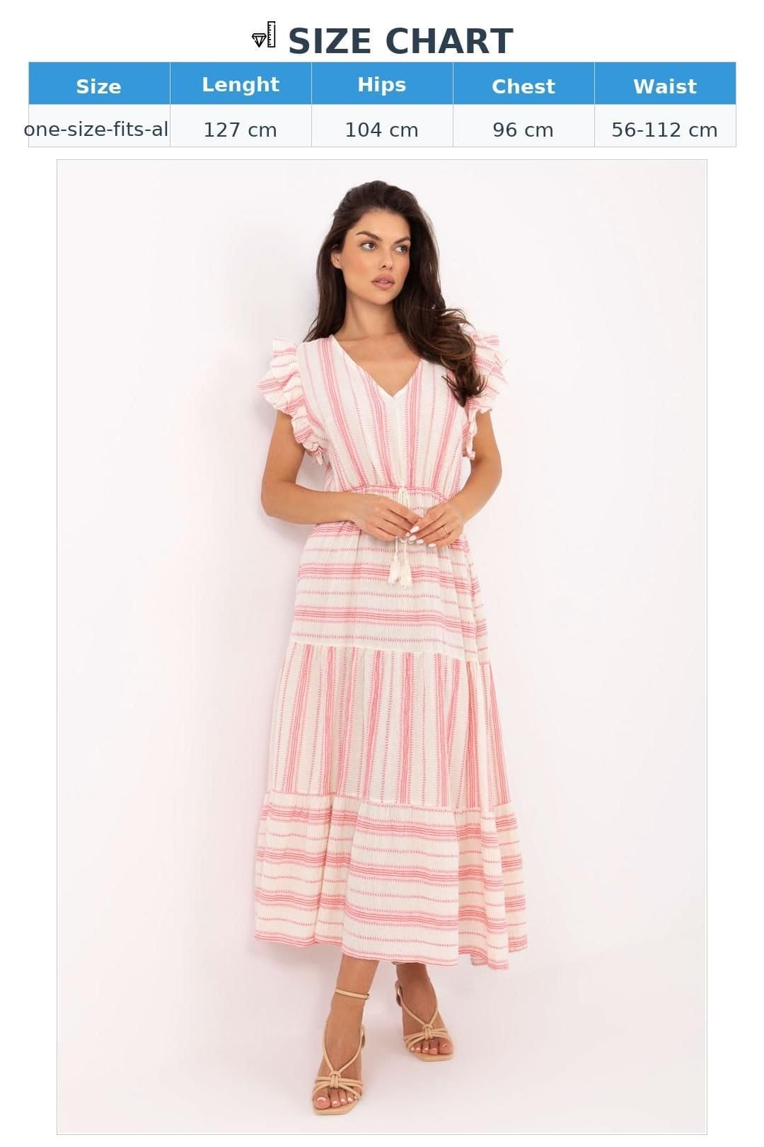 Love Lace Love Lace Women's Boho Midi Cotton Summer Dress with Tie Waist in Pink - 4
