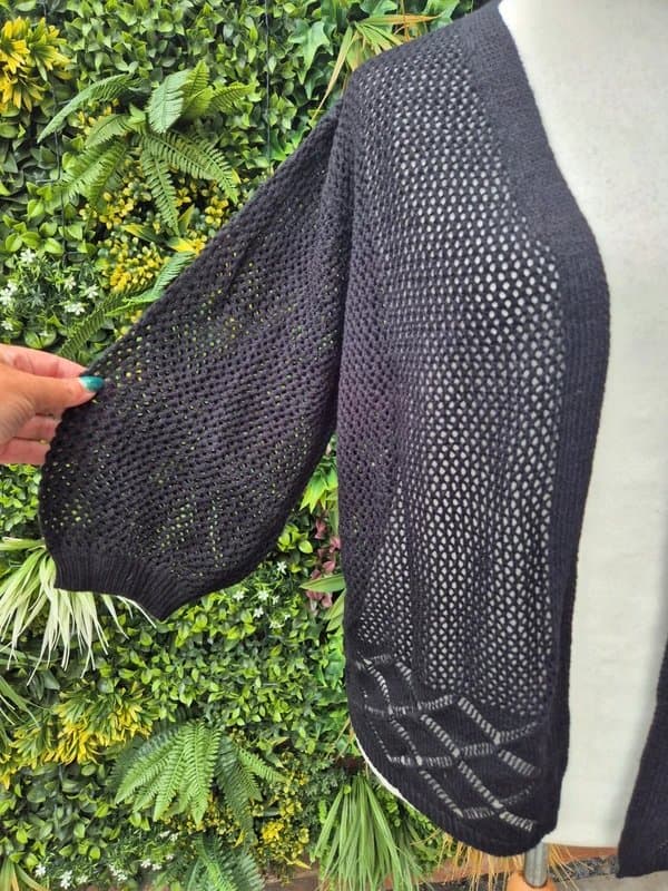 Shein Curve Black crochet style 3/4 sleeve cardigan size 20