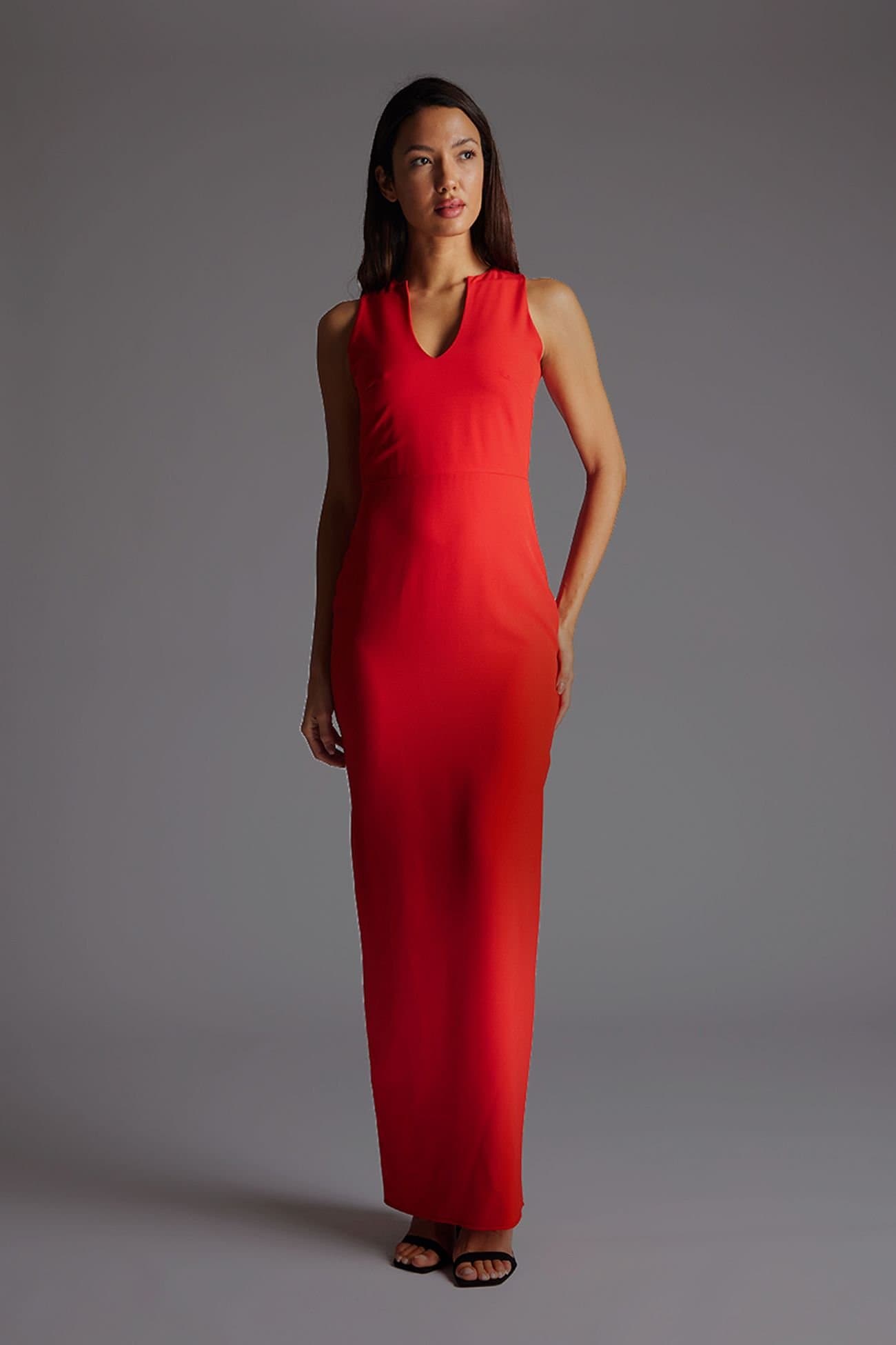 Vesper Vesper Red V-Neck Maxi Dress