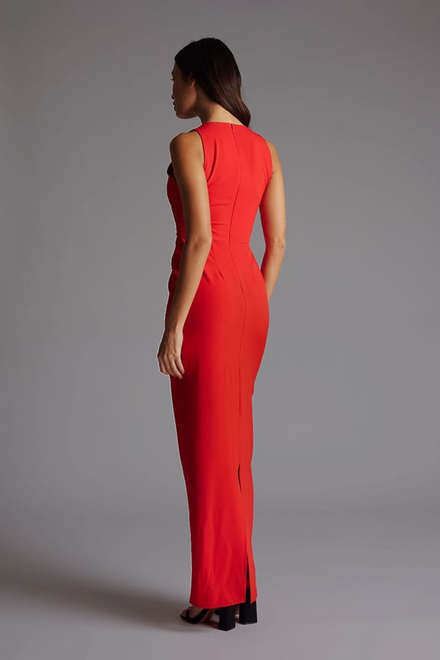 Vesper Vesper Women's V-Neck Maxi Dress in Red - 3
