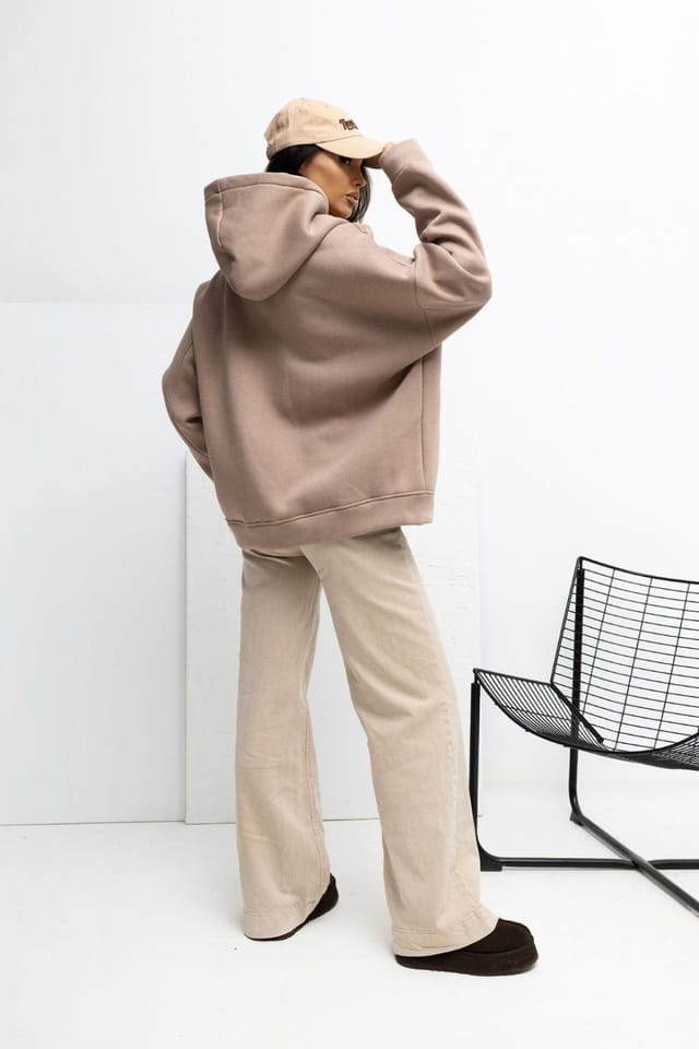 Love Lace Love Lace Women's Embroidered Cotton Elastane Hoodie in Beige - 3