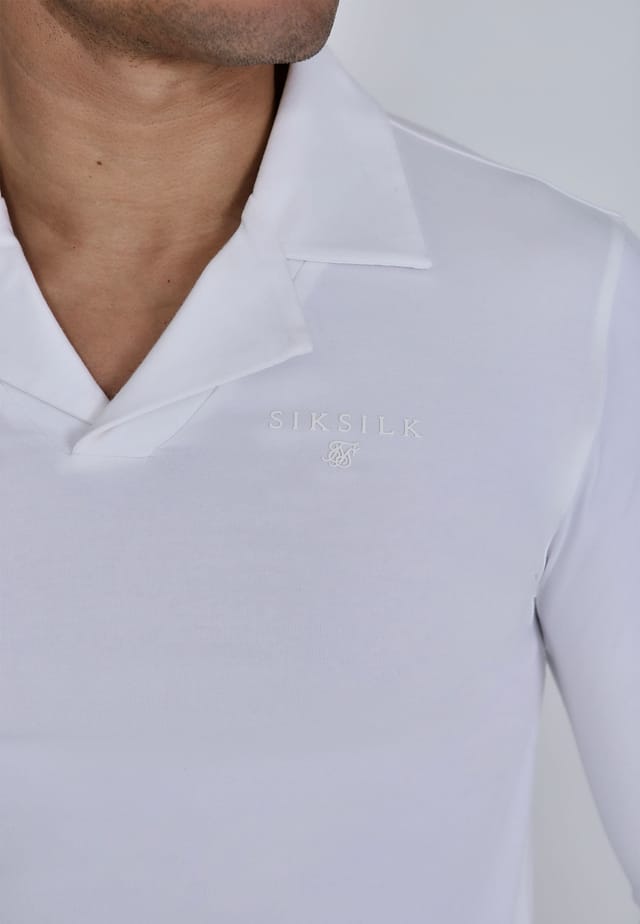SikSilk SikSilk Men's Long Sleeve Polo in White - 2