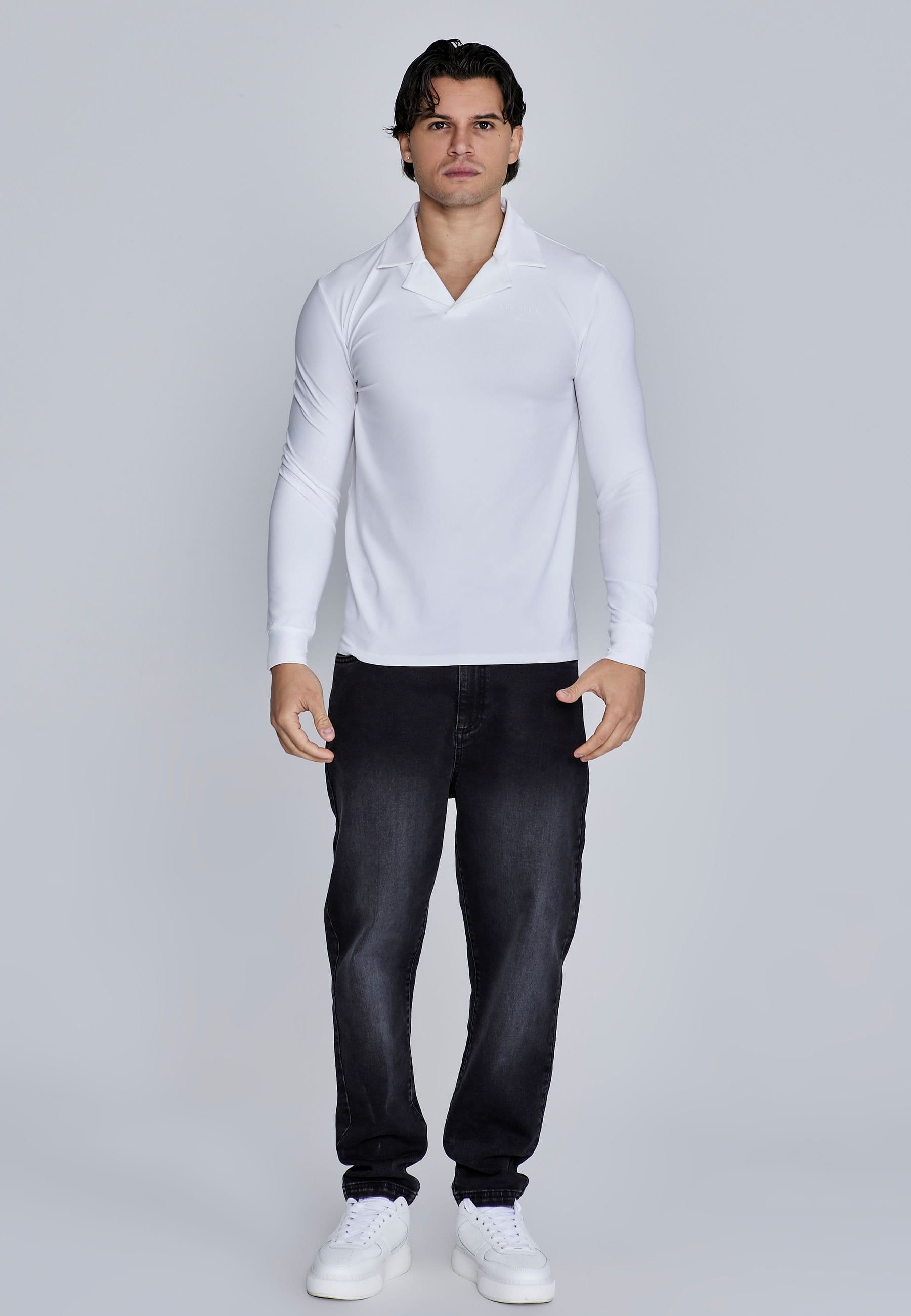 SikSilk SikSilk Men's Long Sleeve Polo in White - 4