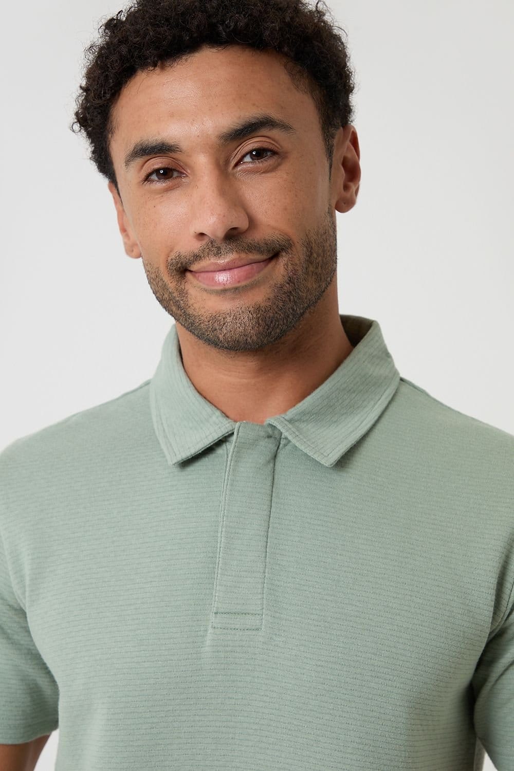 Threadbare Threadbare Men's Textured Cotton Rich Polo Shirt in Pale Green - 4