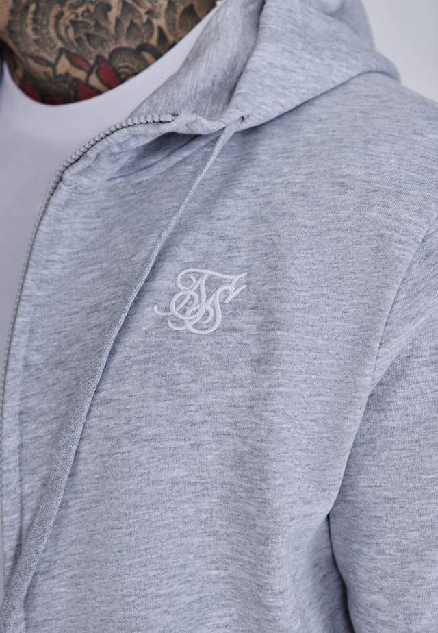 SikSilk SikSilk Men's Essentials Full Zip Hoodie in Grey - 2