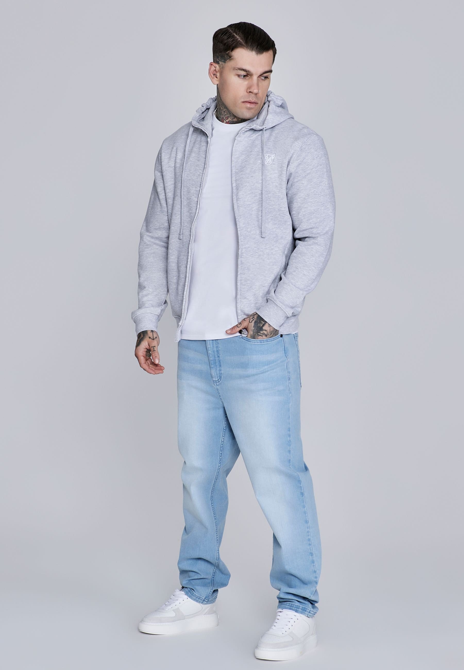 SikSilk SikSilk Men's Essentials Full Zip Hoodie in Grey - 4