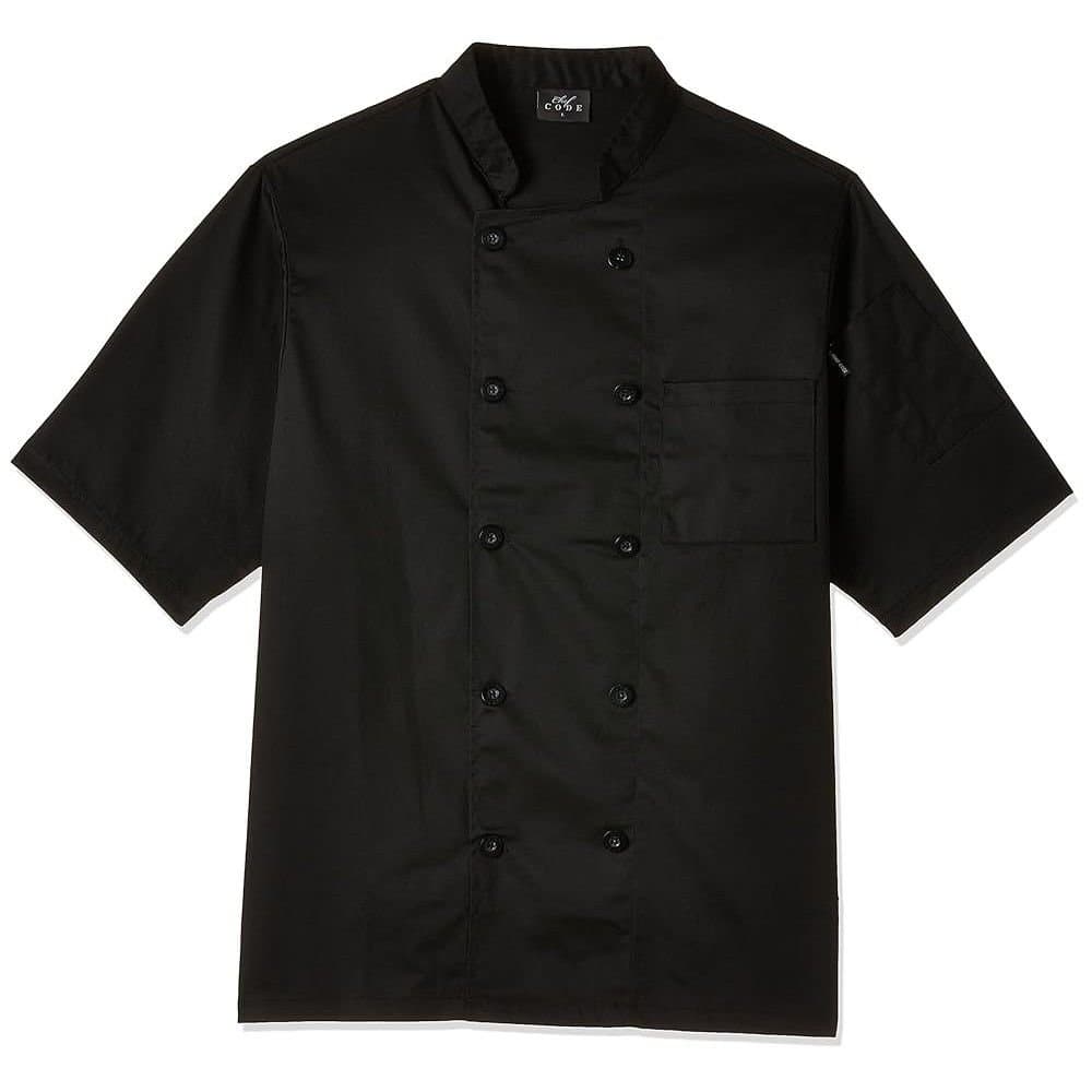 Le Chef Le Chef Men's Executive Drop Shoulder Short-Sleeved Chef Jacket in Black