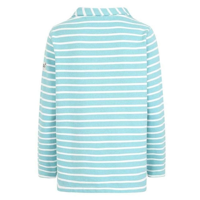 Lazy Jacks Lazy Jacks Women's Striped Roll Neck Sweatshirt in Aqua - 2