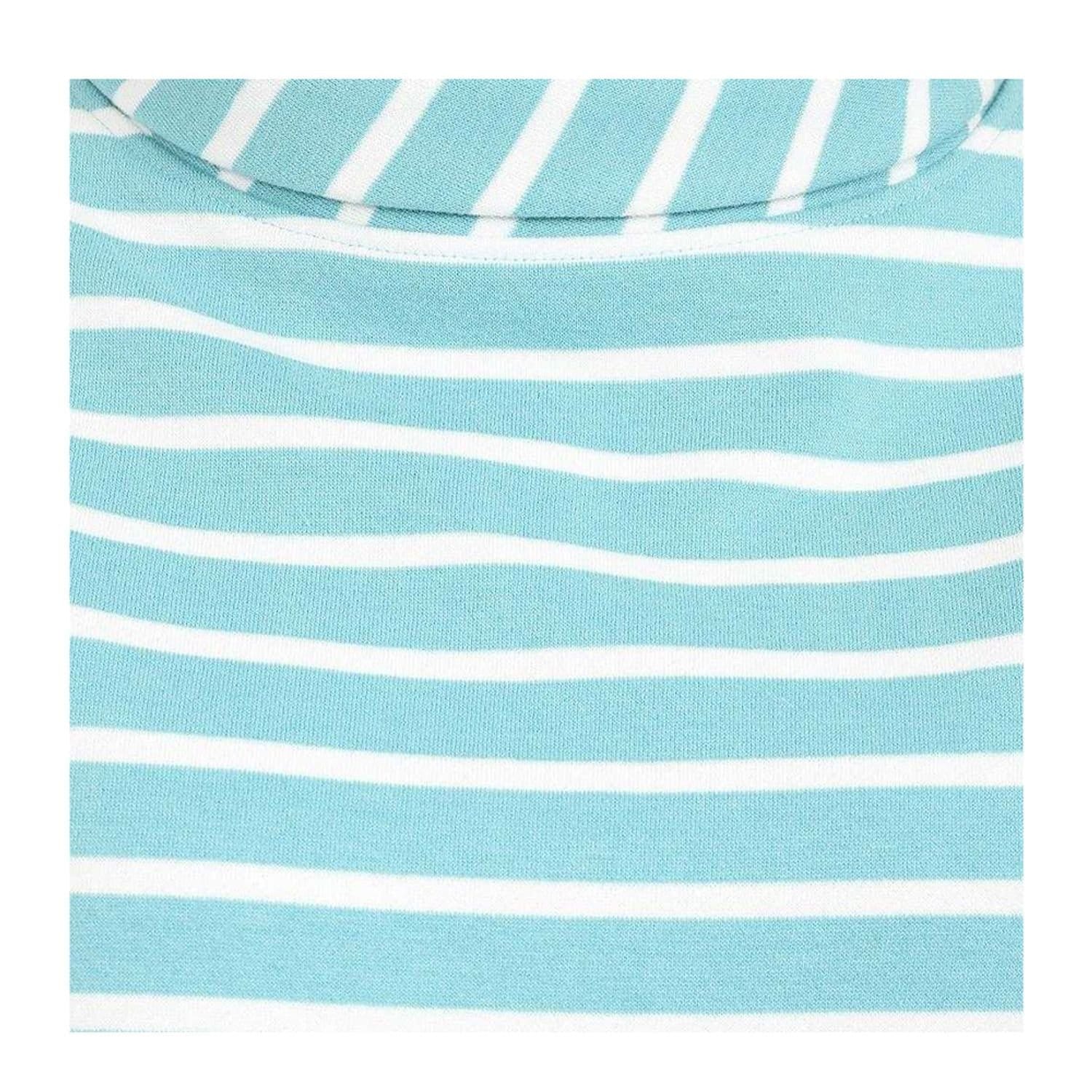 Lazy Jacks Lazy Jacks Women's Striped Roll Neck Sweatshirt in Aqua - 4