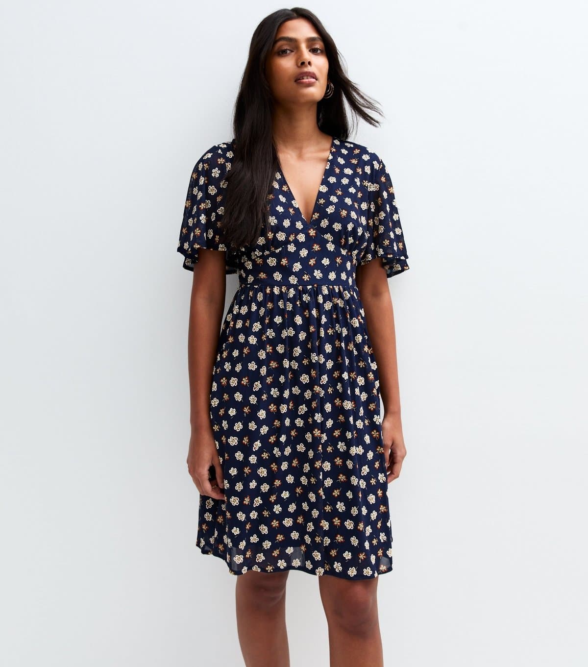 Blue Vanilla Women's Navy Tie Back Mini Dress Blue Vanilla New Look