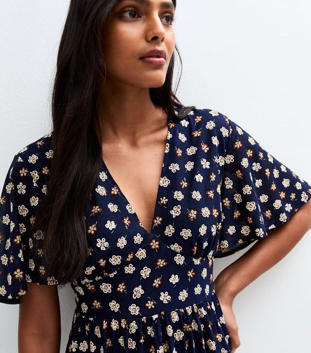 Blue Vanilla Women's Navy Tie Back Mini Dress Blue Vanilla New Look - 2