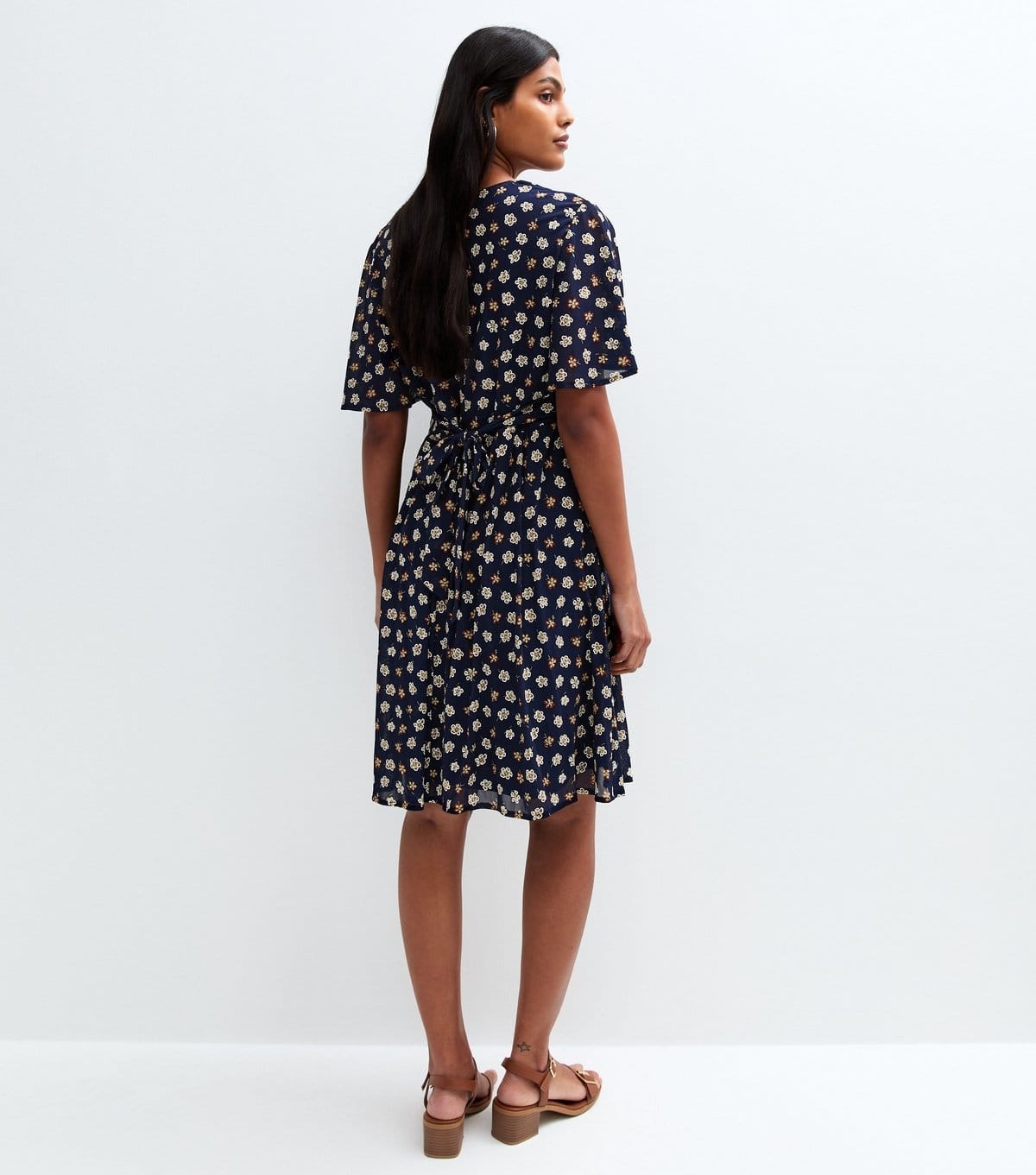 Blue Vanilla Women's Navy Tie Back Mini Dress Blue Vanilla New Look - 4