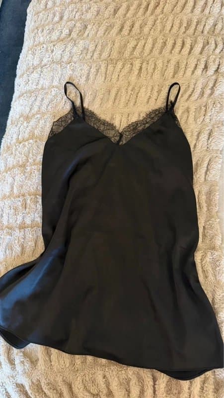 ASOS black satin and lace top
