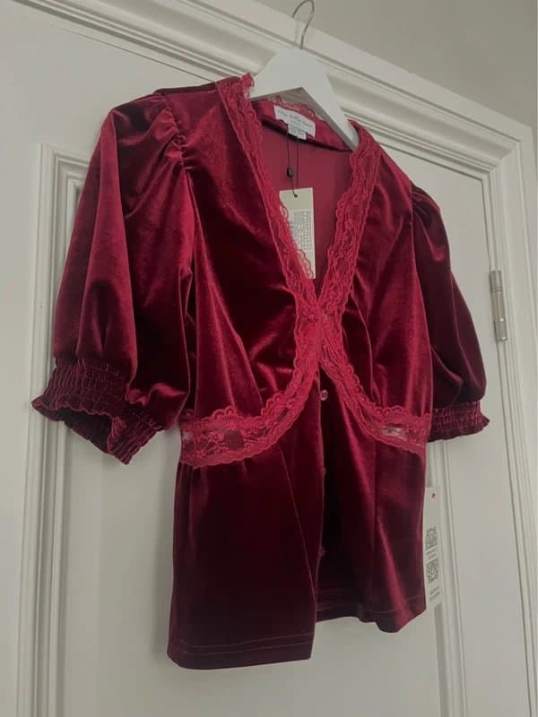 Never Fully Dressed Never Fully Dressed Lace Velvet Top UK Size 10