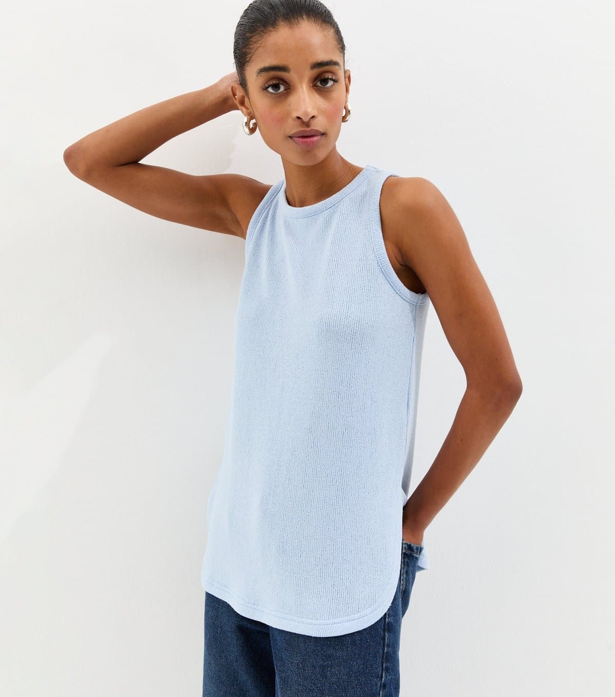 New Look Women's Light Blue Textured Soft Touch Vest Top New Look