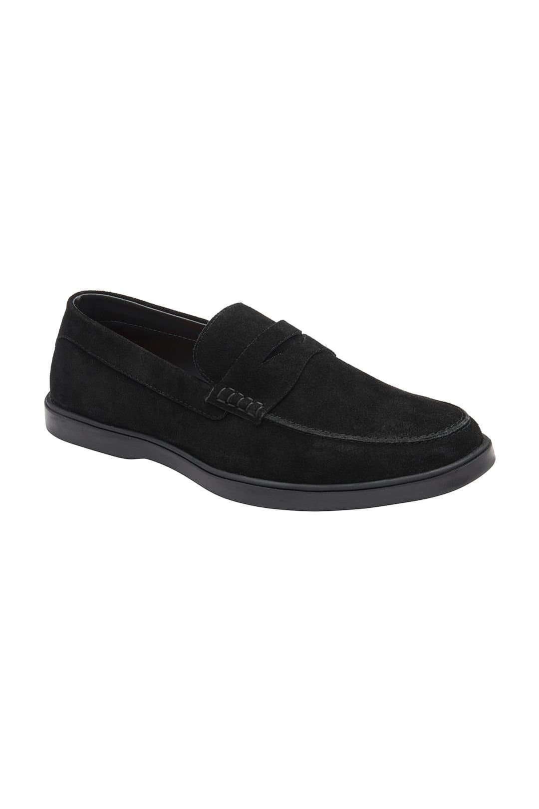 Frank Wright Frank Wright Men's Suede 'Horn' Penny Loafers in Black
